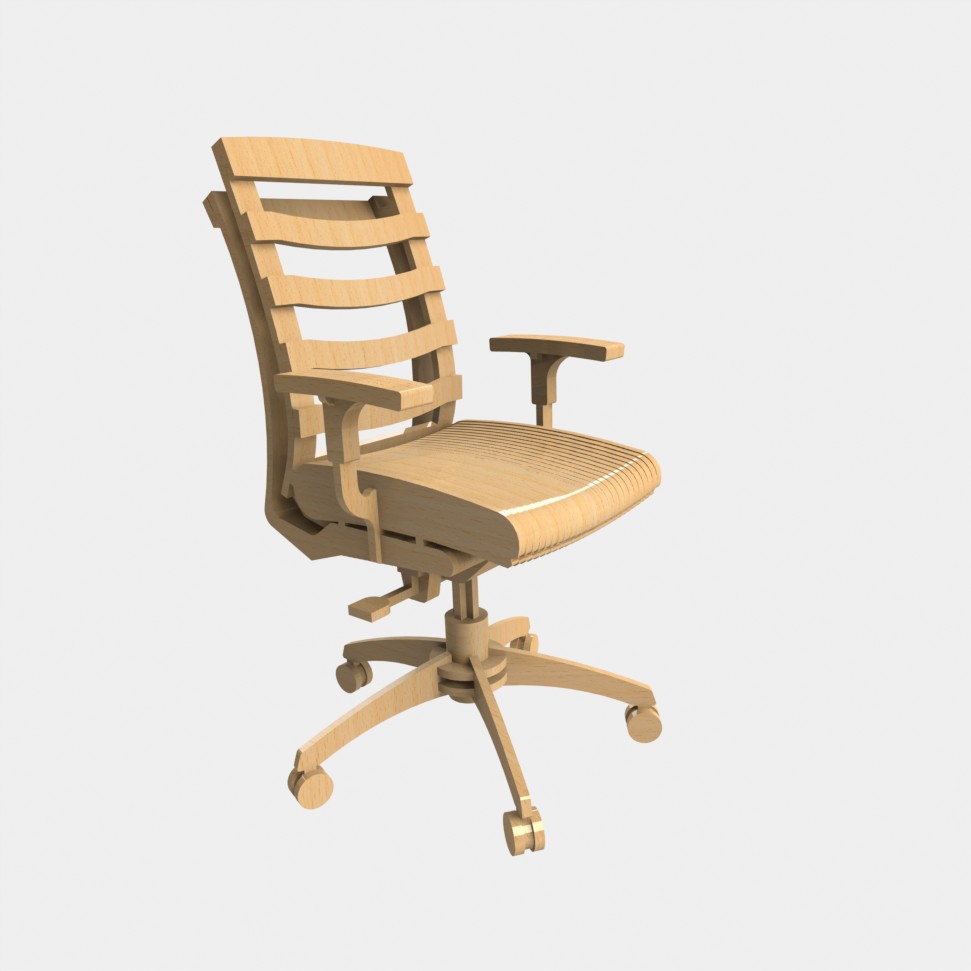 طرح صندلی اداری مینیاتوری مناسب برای استفاده در دستگاه های cnc چوب و cnc لیزر - laser cut miniature office chair dxf file