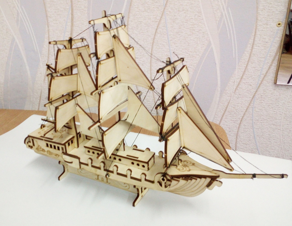 طرح کشتی تجاری قایق بادبانی مناسب برای استفاده در دستگاه های cnc چوب و cnc لیزر - laser cut merchant ship sailing boat cdr file