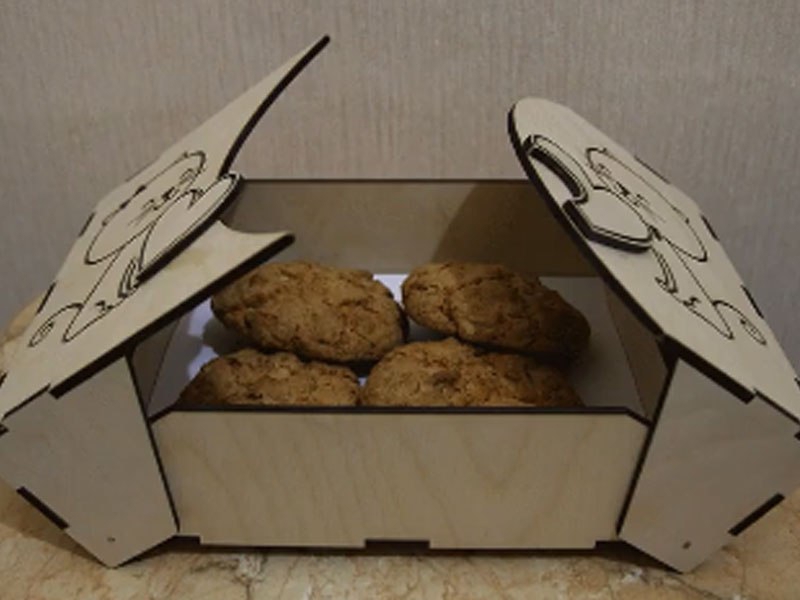 طرح جعبه شیرینی مناسب برای استفاده در دستگاه های cnc چوب و cnc لیزر - laser cut cookies box cdr file