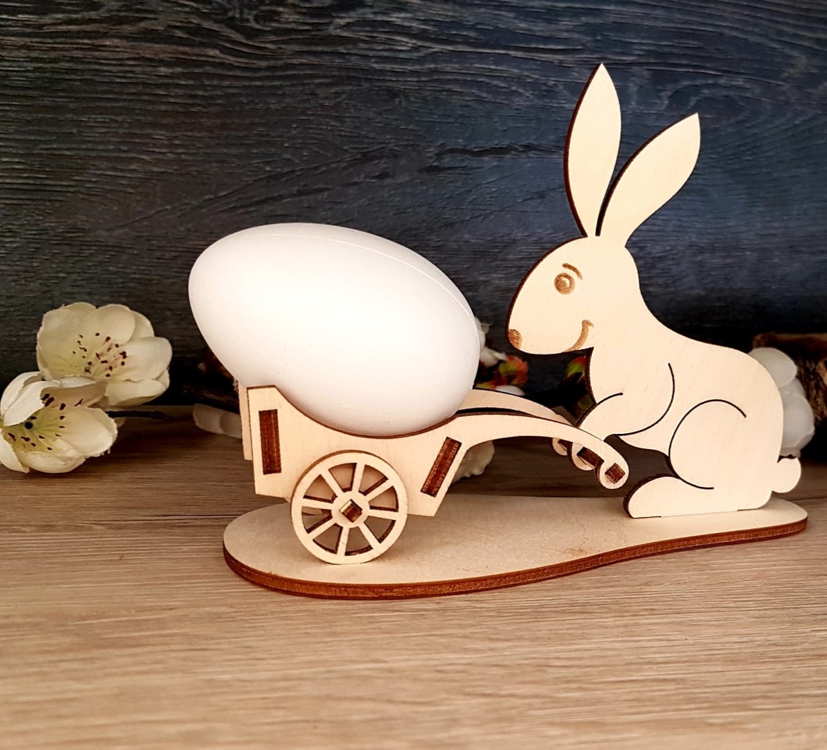 طرح گاری مخصوص خرگوش عید پاک مناسب برای استفاده در دستگاه های cnc چوب و cnc لیزر - laser cut easter bunny cart cdr file