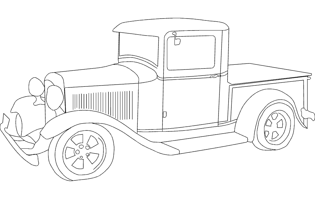 طرح وانت فورد مدل ۱۹۳۲ مناسب برای استفاده در دستگاه های cnc چوب و cnc لیزر - 1932 ford pickup dxf file