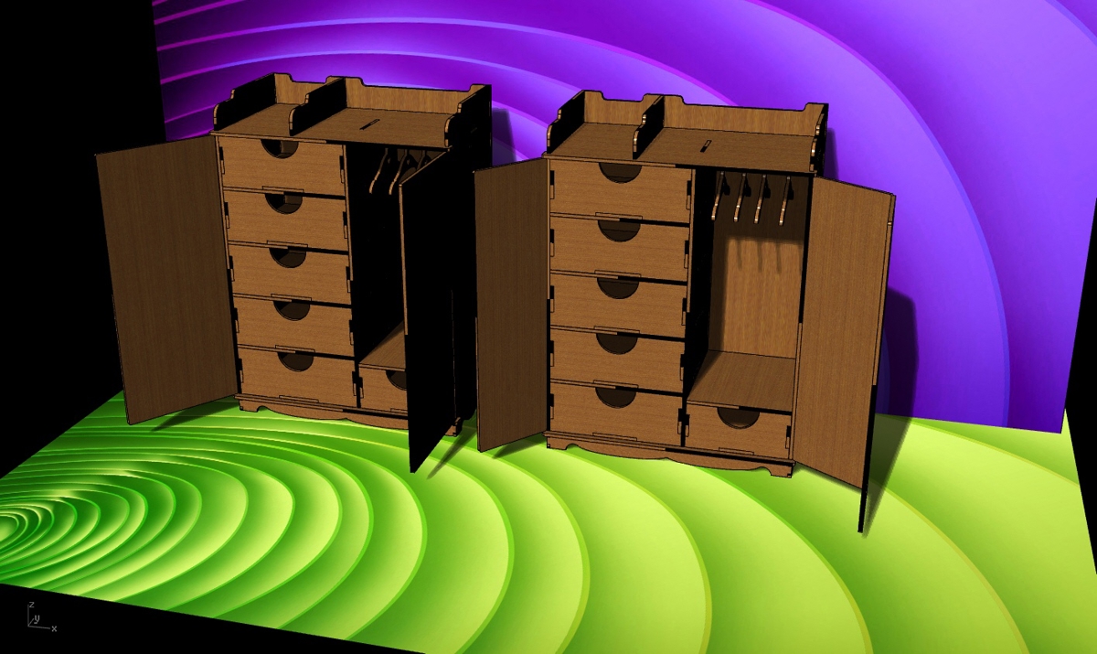 طرح برش کمد لباس مخصوص لیزر مناسب برای استفاده در دستگاه های cnc چوب و cnc لیزر - laser cut wardrobe plans cdr file