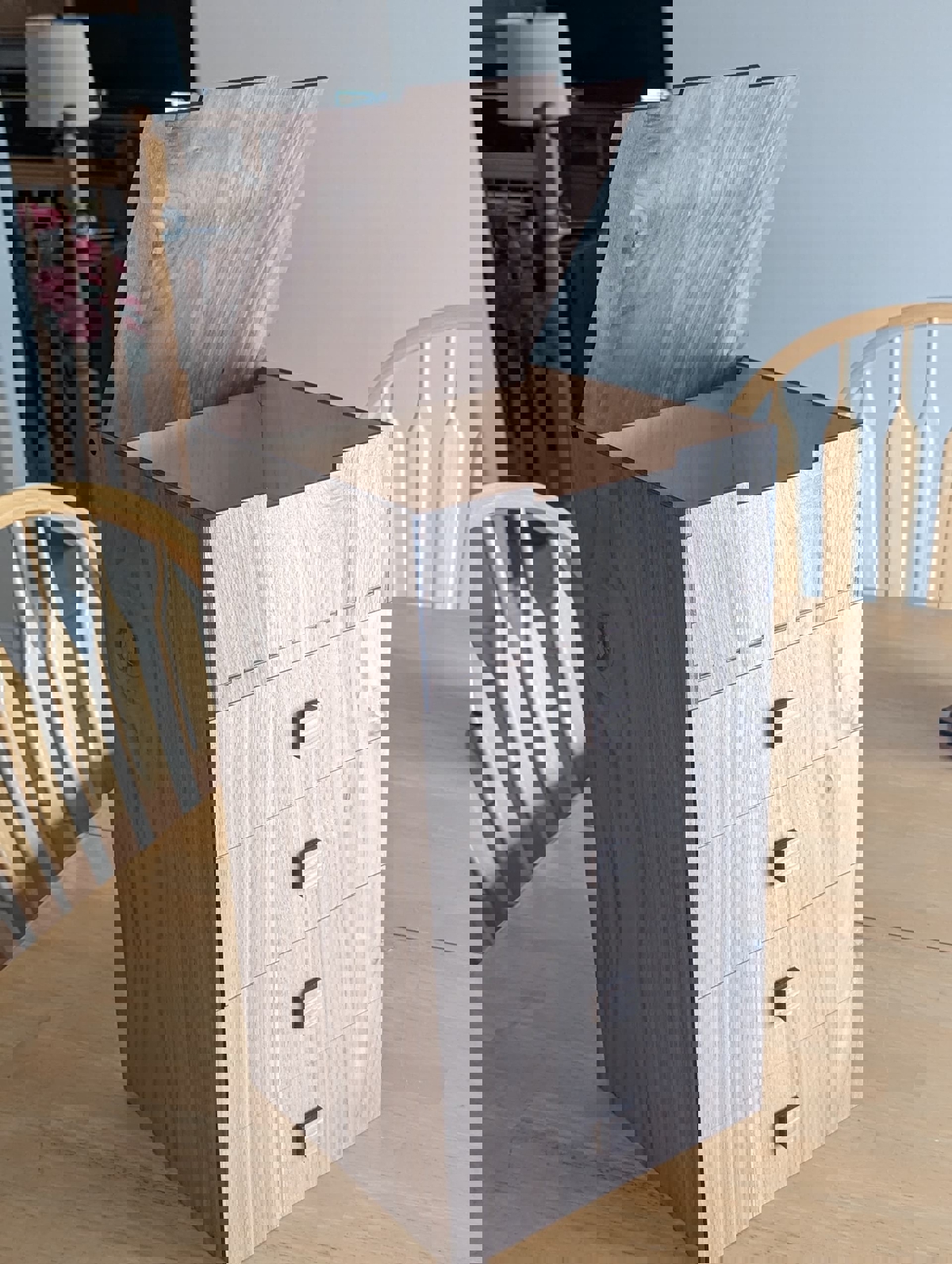 طرح کمد و کشوی جواهرات مناسب برای استفاده در دستگاه های cnc چوب و cnc لیزر - laser cut chest of drawers jewelry cabinet svg file