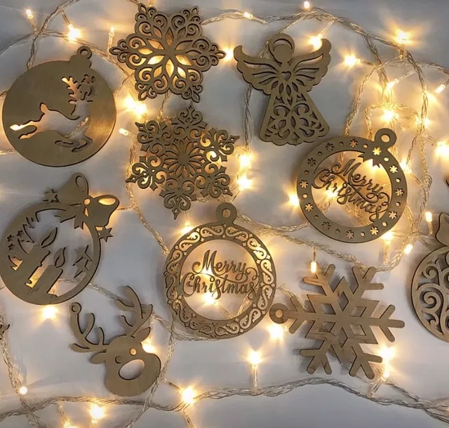 طرح آویزهای کریسمس طرح قطره مناسب برای استفاده در دستگاه های cnc چوب و cnc لیزر - laser cut christmas hanging pendants drop ornaments cdr file