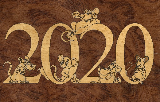 طرح سال نو میلادی 2020 مناسب برای استفاده در دستگاه های cnc چوب و cnc لیزر - laser cut new year 2020 template cdr file
