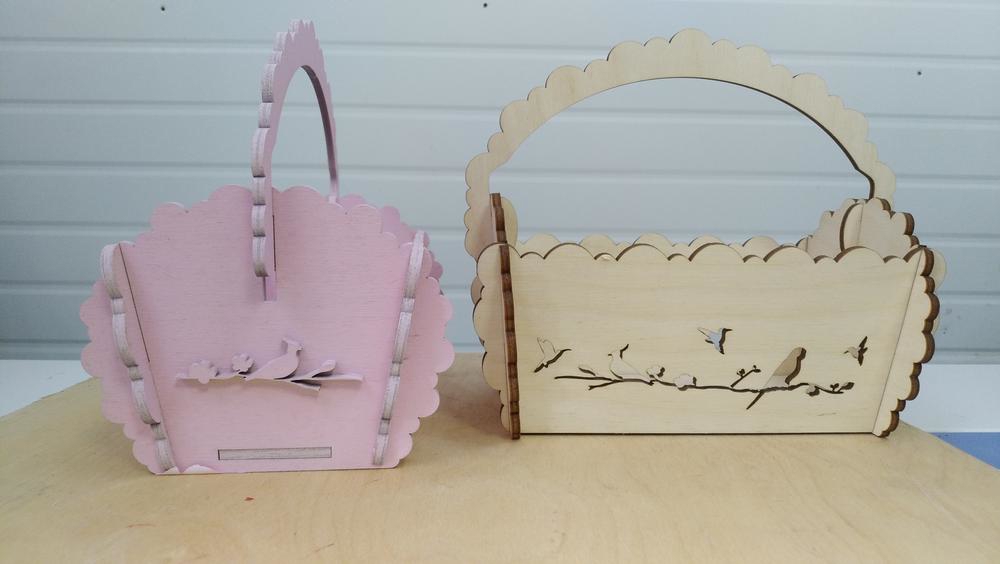 طرح سبد مرغ مگس خوار با دسته، مناسب برای استفاده در دستگاه های cnc چوب و cnc لیزر - laser cut hummingbird basket with handle template cdr file