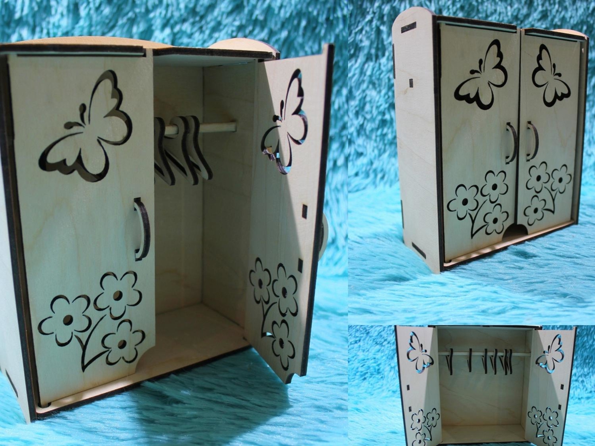 طرح کمد با آویز برای مبلمان چوبی، مناسب برای استفاده در دستگاه های cnc چوب و cnc لیزر - closet with hanger laser cut wooden furniture template cdr file