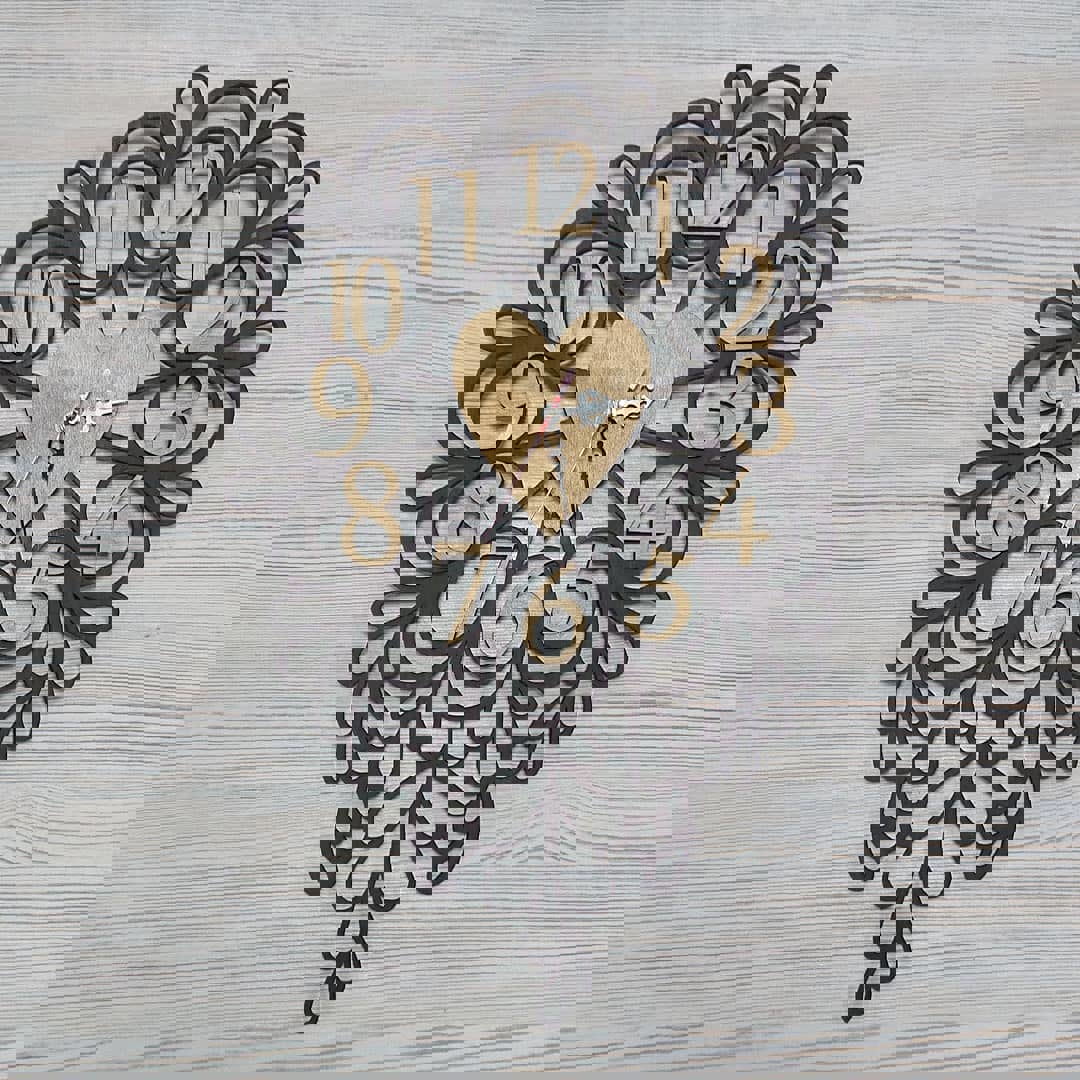 طرح فایل ساعت دیواری تزئینی مناسب برای استفاده در دستگاه های cnc چوب و cnc لیزر - laser cut decorative wall clock dxf file