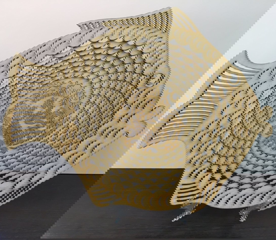 طرح کاسه میوه ماهی مناسب برای استفاده در دستگاه های cnc چوب و cnc لیزر - laser cut fish fruit bowl cdr file