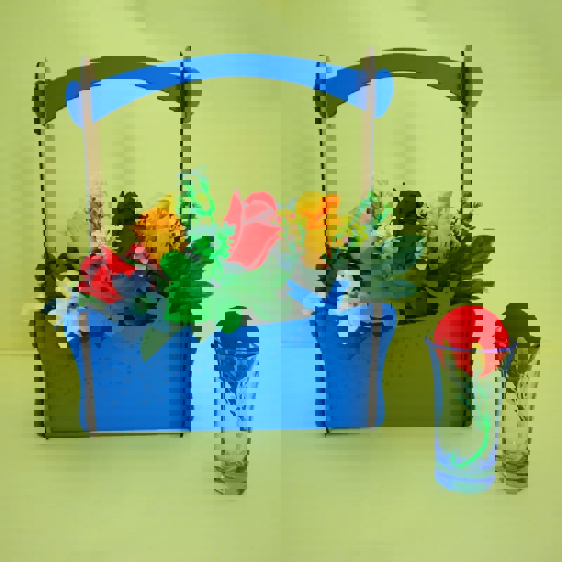 طرح سبد گل با دسته از جنس mdf با ضخامت 3 میلی‌متر مناسب برای استفاده در دستگاه های cnc چوب و cnc لیزر - laser cut flower basket with handle mdf 3mm dxf file