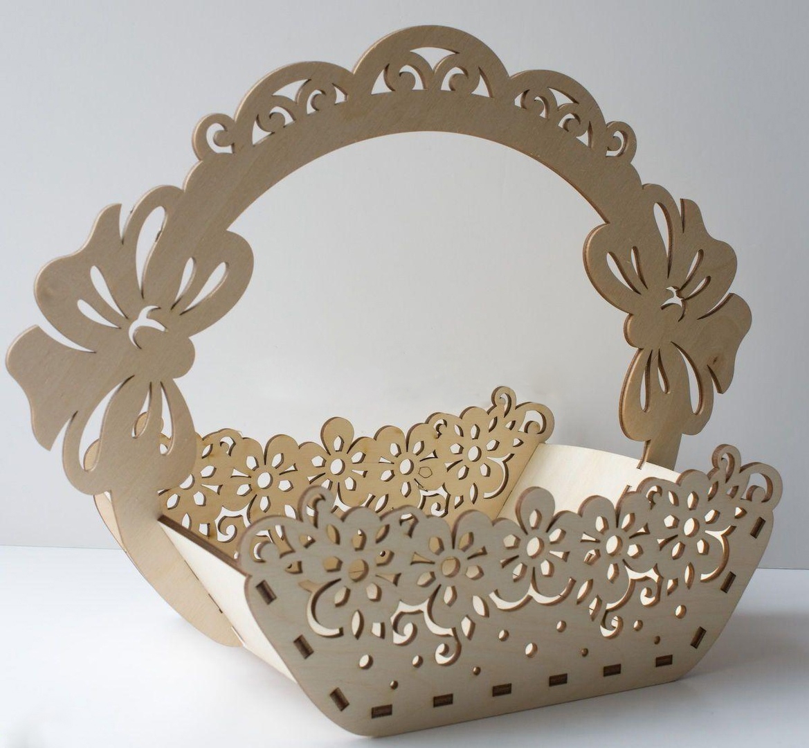 طرح سبد چوبی تزئینی با دسته مناسب برای استفاده در دستگاه های cnc چوب و cnc لیزر - laser cut wooden decorative basket with handle cdr file