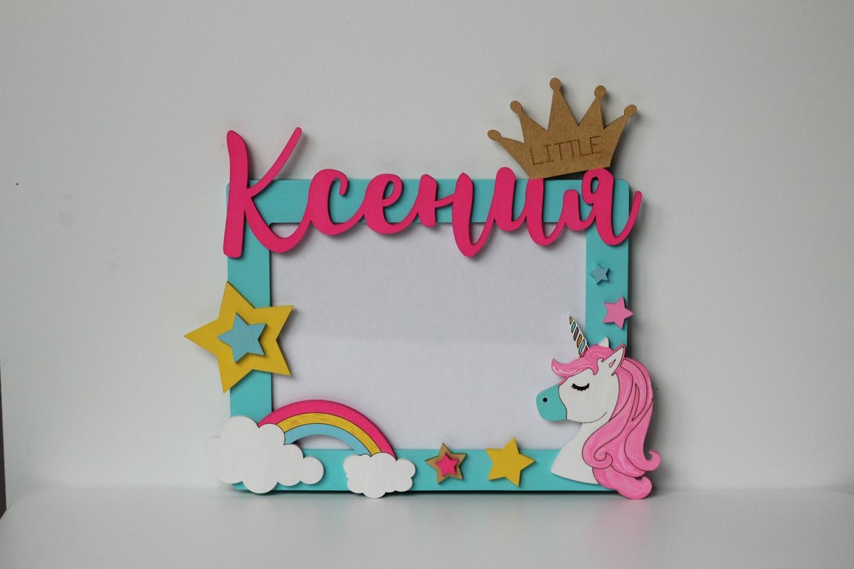 طرح قاب عکس تزئینی اسب شاخدار مناسب برای استفاده در دستگاه های cnc چوب و cnc لیزر - laser cut decorative unicorn photo frame cdr file