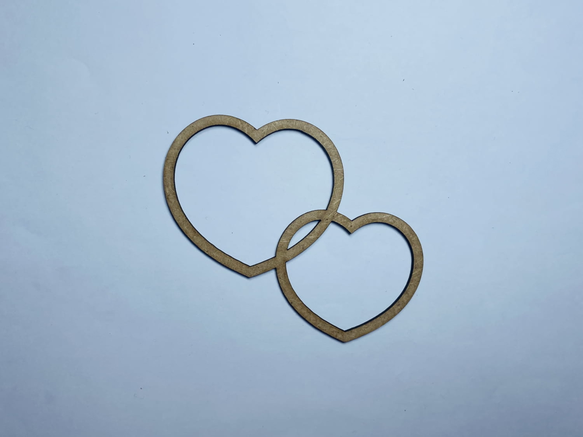 طرح برش چوب دو قلب با فرمت کورل مخصوص لیزر برش مناسب برای استفاده در دستگاه های cnc چوب و cnc لیزر - laser cut two hearts wood blank cutout cdr file
