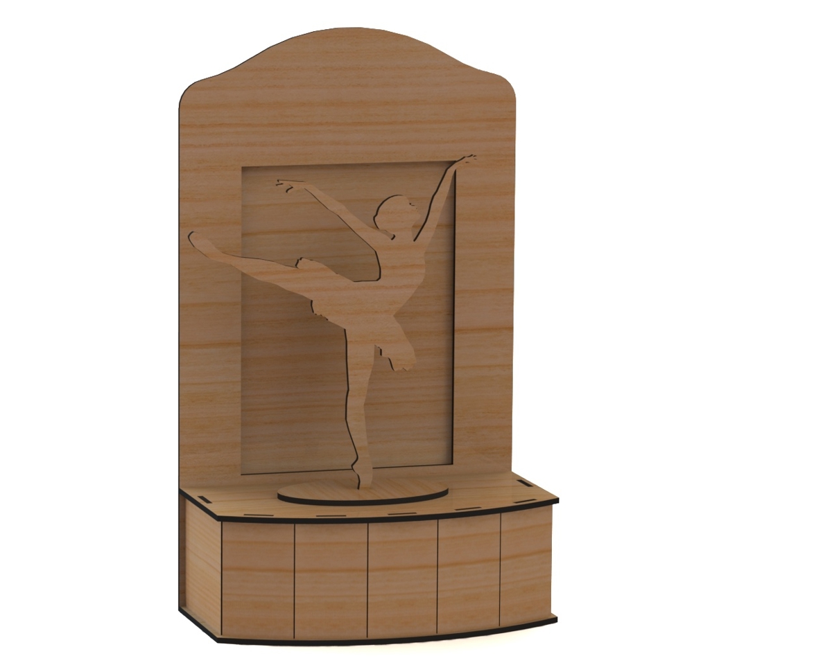 طرح بالرین روی صحنه مناسب برای استفاده در دستگاه های cnc چوب و cnc لیزر - laser cut ballerina on stage 3d dxf file