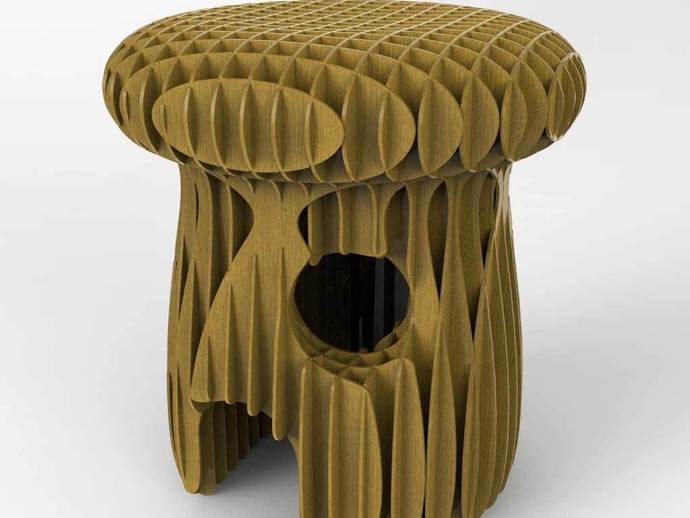 طرح چهارپایه قارچی مناسب برای استفاده در دستگاه های cnc چوب و cnc لیزر - mushroom stool dxf file