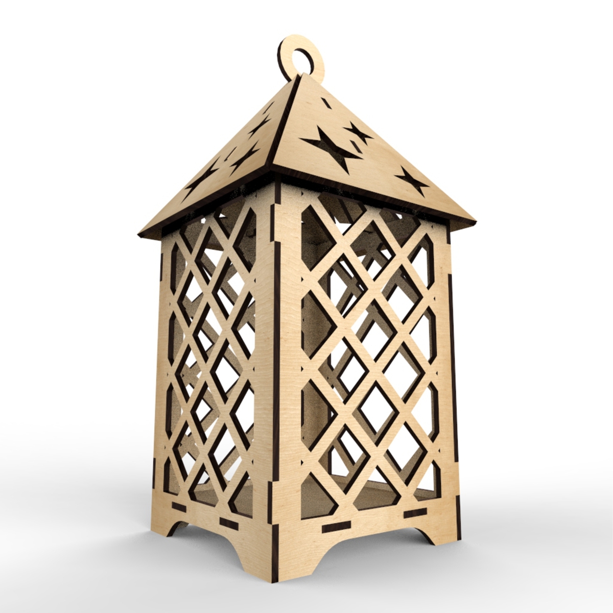 طرح فانوس چوبی زیبا مناسب برای استفاده در دستگاه های cnc چوب و cnc لیزر - laser cut wooden elegant lantern cdr file