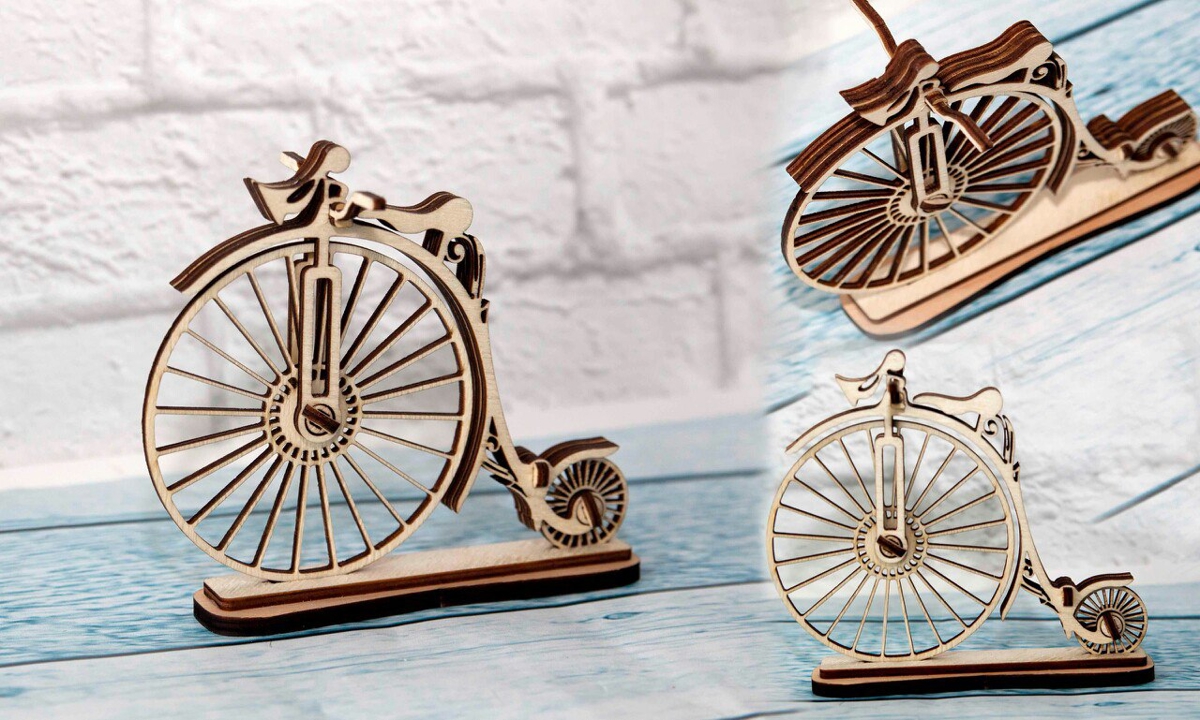 طرح پازل سه بعدی دوچرخه مناسب برای استفاده در دستگاه های cnc چوب و cnc لیزر - laser cut bicycle 3d puzzle cdr file