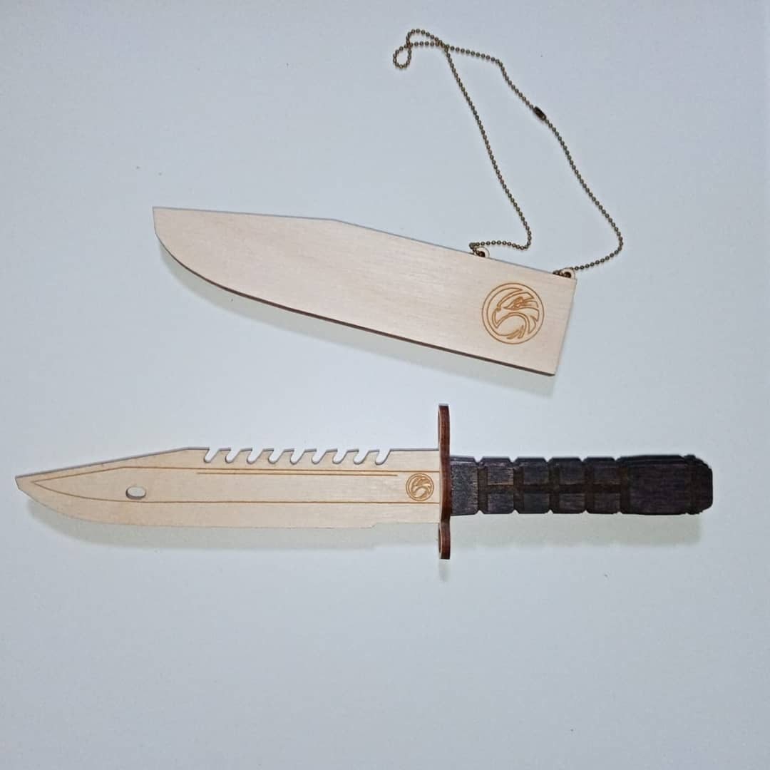 طرح چاقوی چوبی سرنیزه ای مناسب برای استفاده در دستگاه های cnc چوب و cnc لیزر - laser cut wooden bayonet knife cdr file