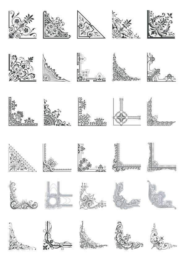 طرح وکتور گوشه های قدیمی مناسب برای استفاده در دستگاه های cnc چوب و cnc لیزر - vintage corner vectors cdr file