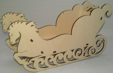 طرح سورتمه بابانوئل تزئینی مناسب برای استفاده در دستگاه های cnc چوب و cnc لیزر - laser cut decorative santa claus sleigh cdr file