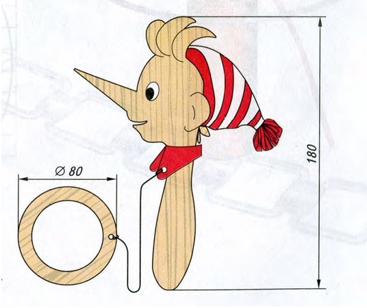 طرح بازی پرتاب حلقه پینوکیو برای کودکان مناسب برای استفاده در دستگاه های cnc چوب و cnc لیزر - laser cut pinocchio ring toss game for kids cdr file