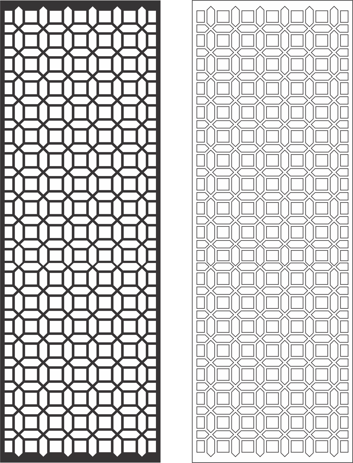 طرح مشبک تزئینی هندسی مناسب برای استفاده در دستگاه های cnc چوب و cnc لیزر - geometric decorative grille cdr file