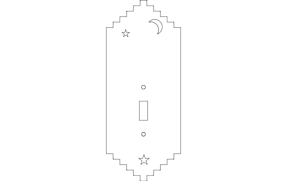 طرح پلاک کلید برق مناسب برای استفاده در دستگاه های cnc چوب و cnc لیزر - light switch plate dxf file