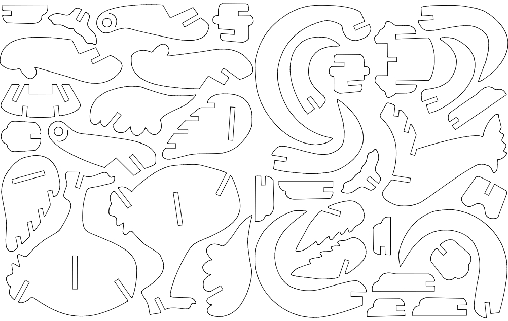 طرح پازل سه بعدی خروس مناسب برای استفاده در دستگاه های cnc چوب و cnc لیزر - rooster 3d puzzle dxf file