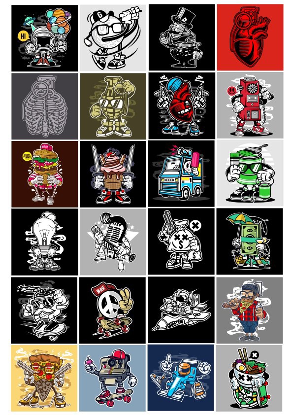 طرح مجموعه استیکرها ۲ مناسب برای استفاده در دستگاه های cnc چوب و cnc لیزر - stikers set 2 cdr file