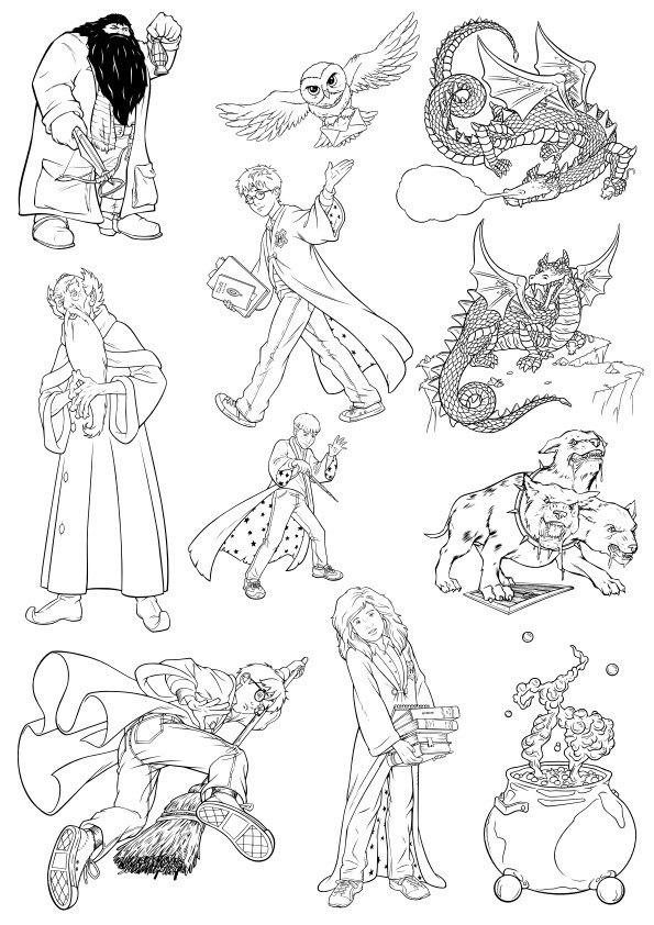 طرح وکتورهای هنری خطی هری پاتر مناسب برای استفاده در دستگاه های cnc چوب و cnc لیزر - harry potter line art vectors cdr file