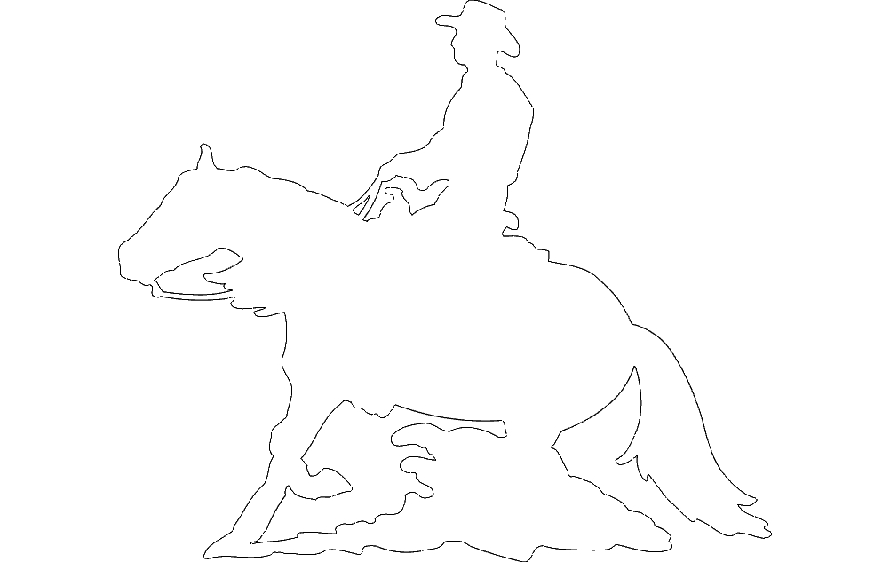 طرح اسب و سوارکار مناسب برای استفاده در دستگاه های cnc چوب و cnc لیزر - horse and rider silhouette dxf file