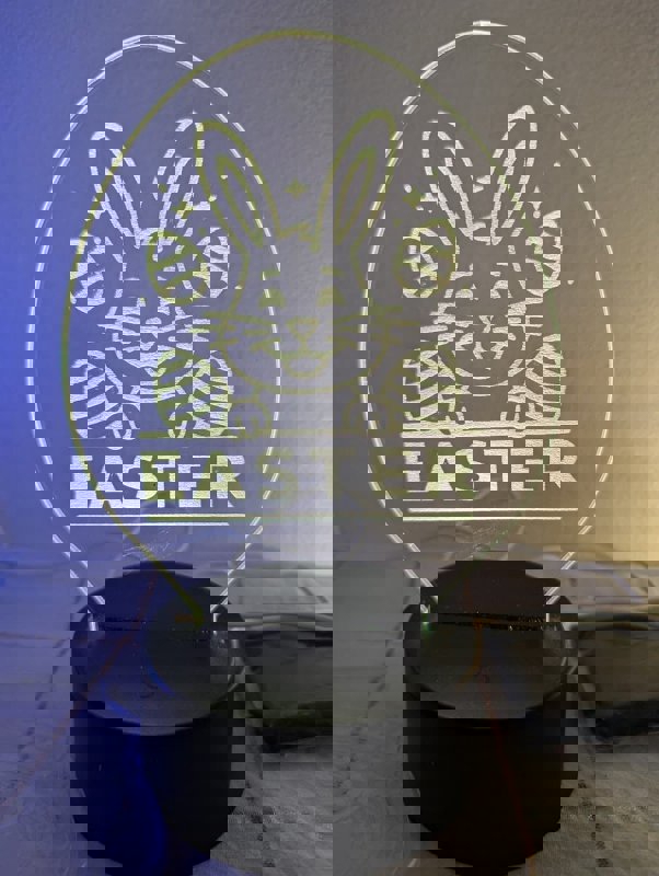 طرح چراغ خواب خرگوش عید پاک مناسب برای استفاده در دستگاه های cnc چوب و cnc لیزر - laser cut easter bunny nightlight