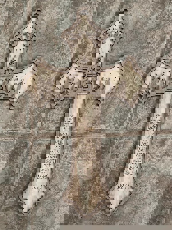 طرح کریسمس با صلیب، طرح کریسمس، کتاب مقدس مناسب برای استفاده در دستگاه های cnc چوب و cnc لیزر - laser cut nativity cross scripture christmas ornament