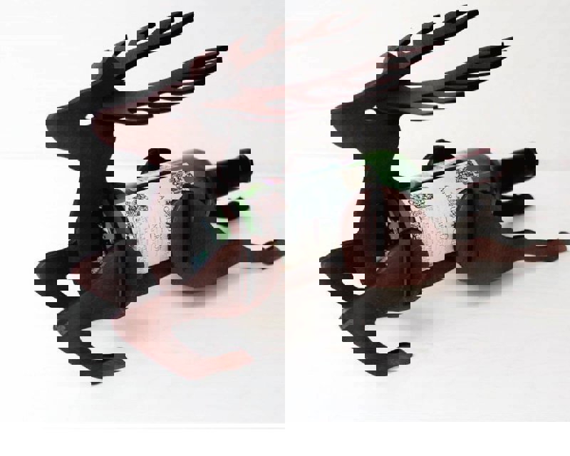 طرح جا نوشابهی طرح گوزن با مناسب برای استفاده در دستگاه های cnc چوب و cnc لیزر - laser cut deer wine holder