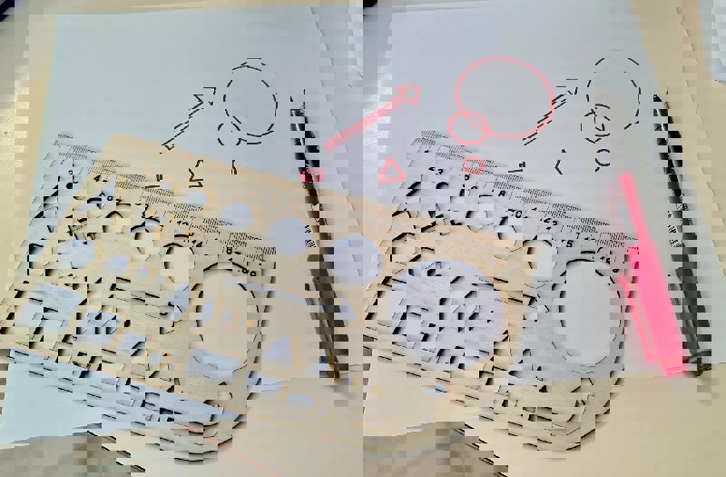 طرح خط کش شابلون نقاشی مناسب برای استفاده در دستگاه های cnc چوب و cnc لیزر - laser cut drawing stencil ruler