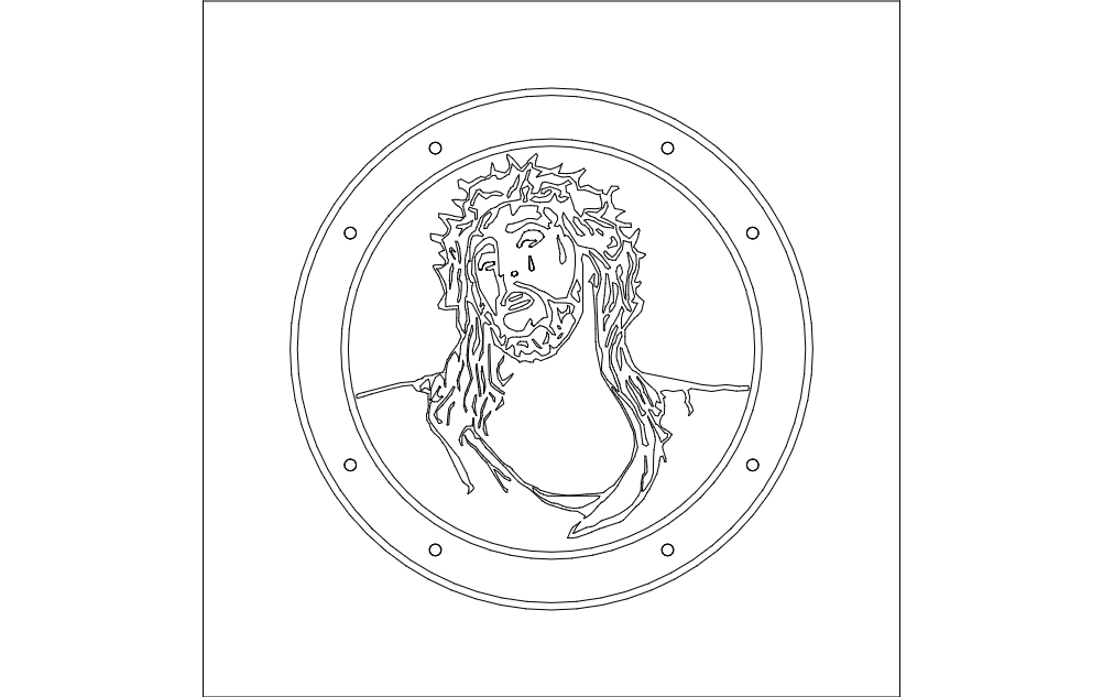 طرح تصویر عیسی مسیح مناسب برای استفاده در دستگاه های cnc چوب و cnc لیزر - jesus cada dxf file