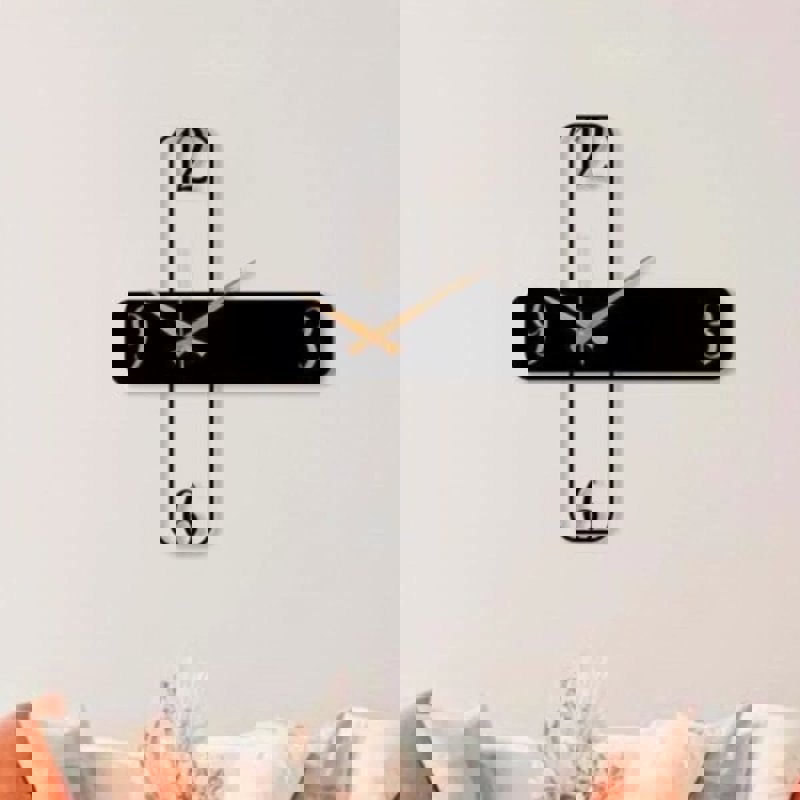 طرح ساعت دیواری مدرن ، دکوراسیون مینیمالیستی مناسب برای استفاده در دستگاه های cnc چوب و cnc لیزر - laser cut modern design wall clock minimalist decor