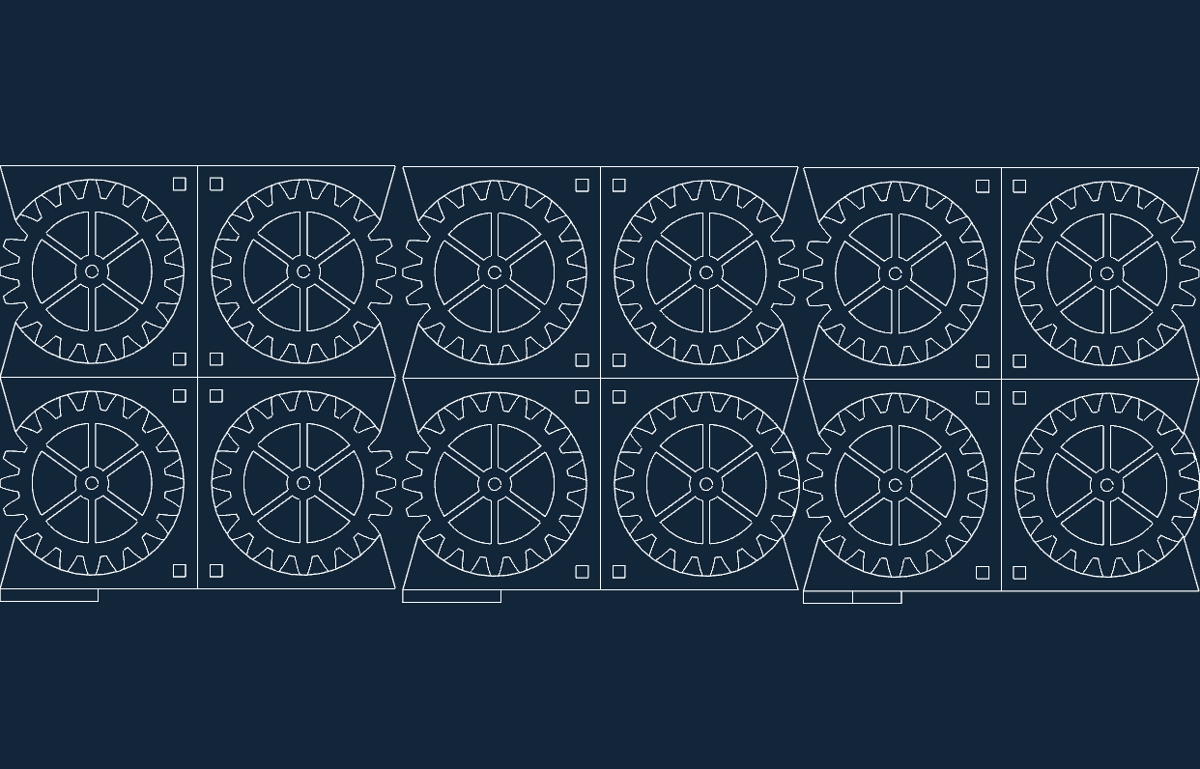 طرح زیرلیوانی چرخ دنده ای با ابعاد و میلی متر مناسب برای استفاده در دستگاه های cnc چوب و cnc لیزر - gear coasters in mm dxf