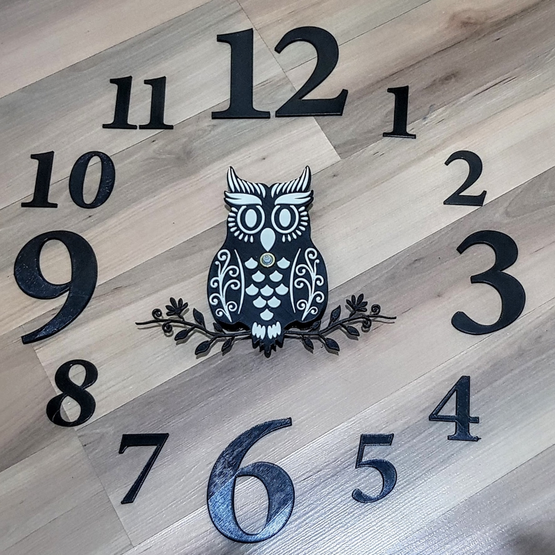 طرح ساعت دیواری گرد غیر یکپارچه با شکل داخلی پرنده جغد برای برش دستگاه cnc Owl Wall Clock