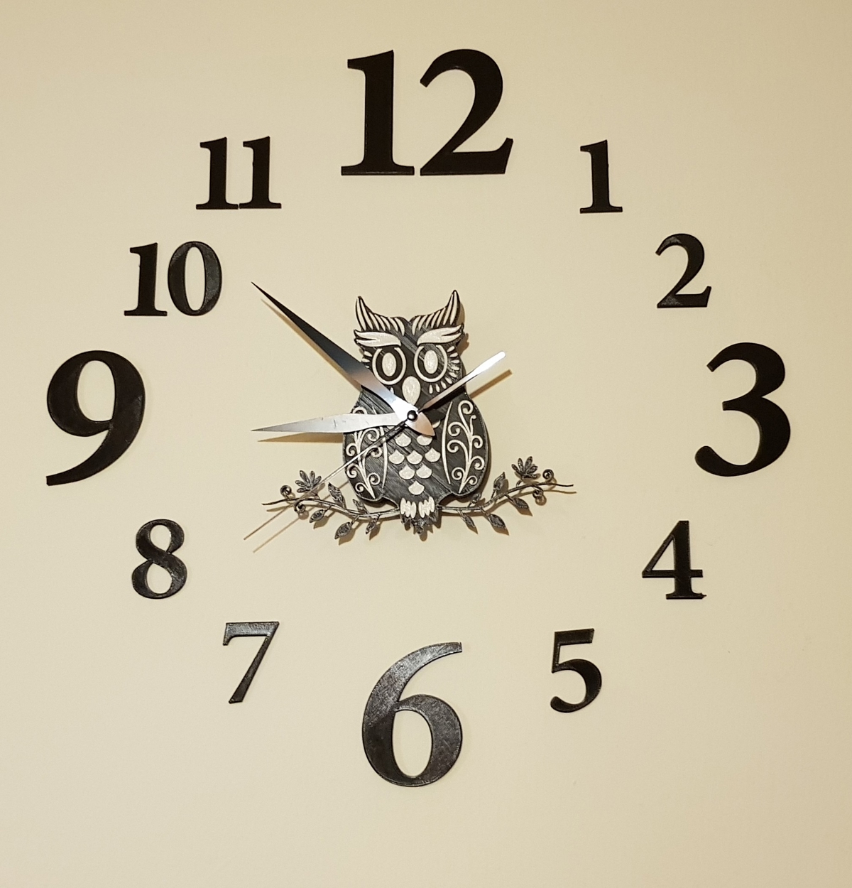 طرح ساعت دیواری گرد غیر یکپارچه با شکل داخلی پرنده جغد برای برش دستگاه cnc Owl Wall Clock