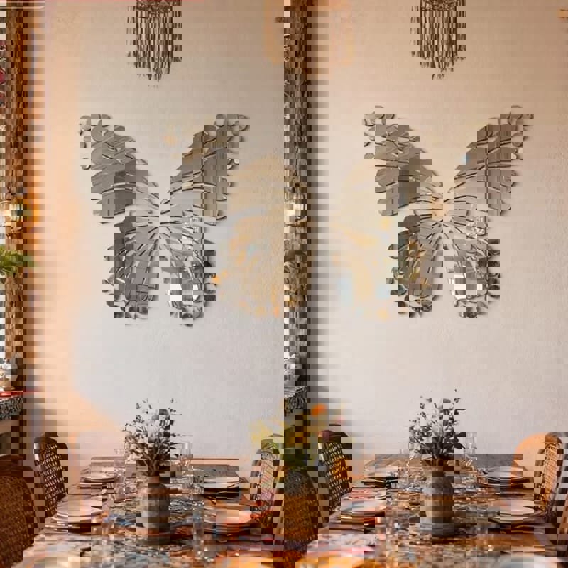 طرح وکتور پروانه بهینه شده برای ساخت آینه پروانه ای دیواری برای برش لیزری دستگاه های cnc