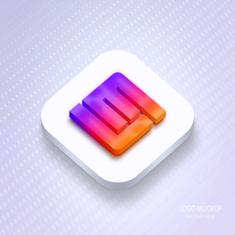 فایل طراحی لوگو سه بعدی اپلیکیشن - 3D App Logo Mockup Design
