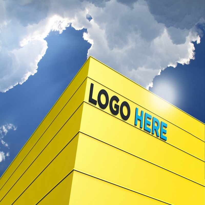 فایل موکاپ لوگوی سه بعدی ساختمان - 3D Building Logo Mockup