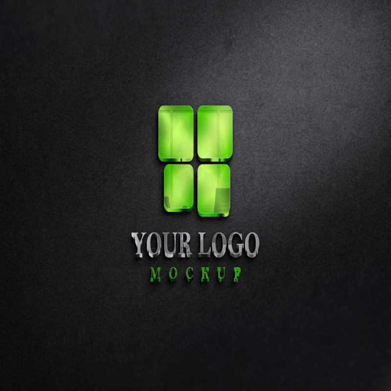 فایل موکاپ لوگو شیشه‌ای سه بعدی رنگارنگ - 3D Colorful Reflective Glass Logo Mockup