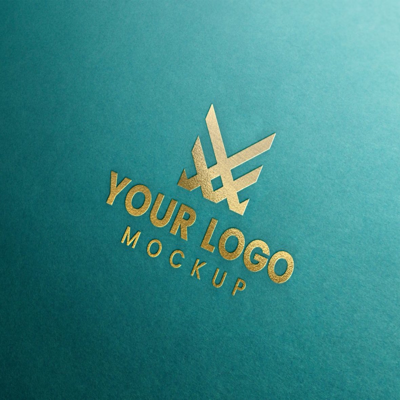 فایل موکاپ لوگوی سه بعدی طلایی با پس زمینه رنگی رترو - 3D Gold Logo Mockup with Retro Color Background