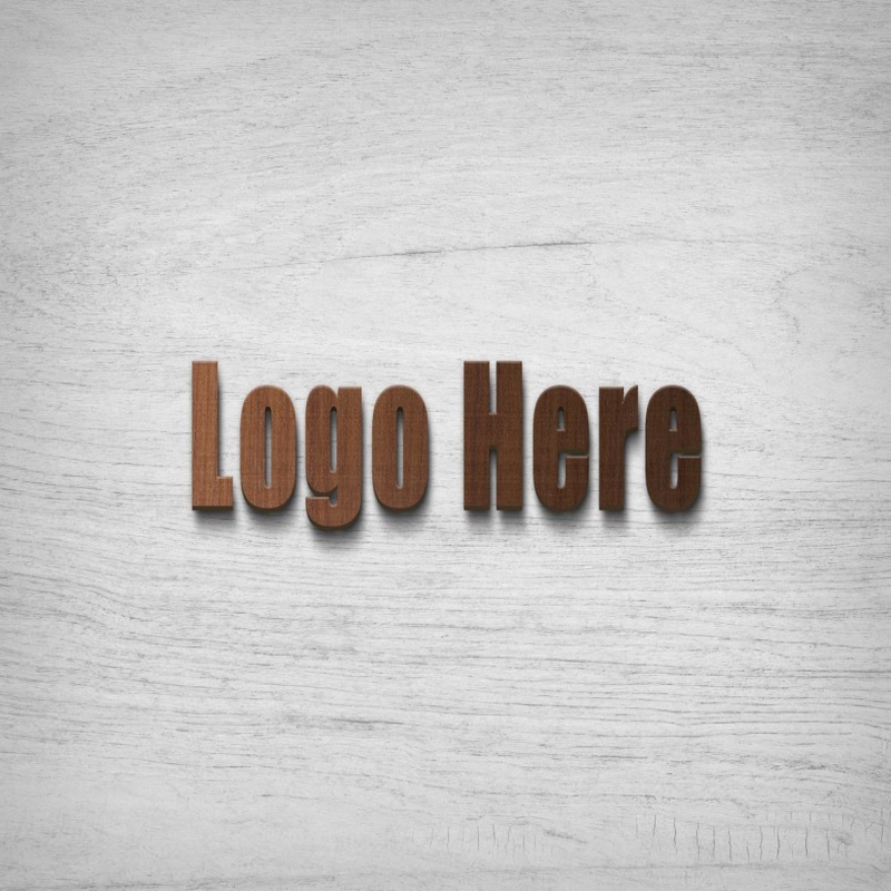 فایل موکاپ لوگو سه بعدی نمای چوبی - 3D Logo Mockup Front Wood