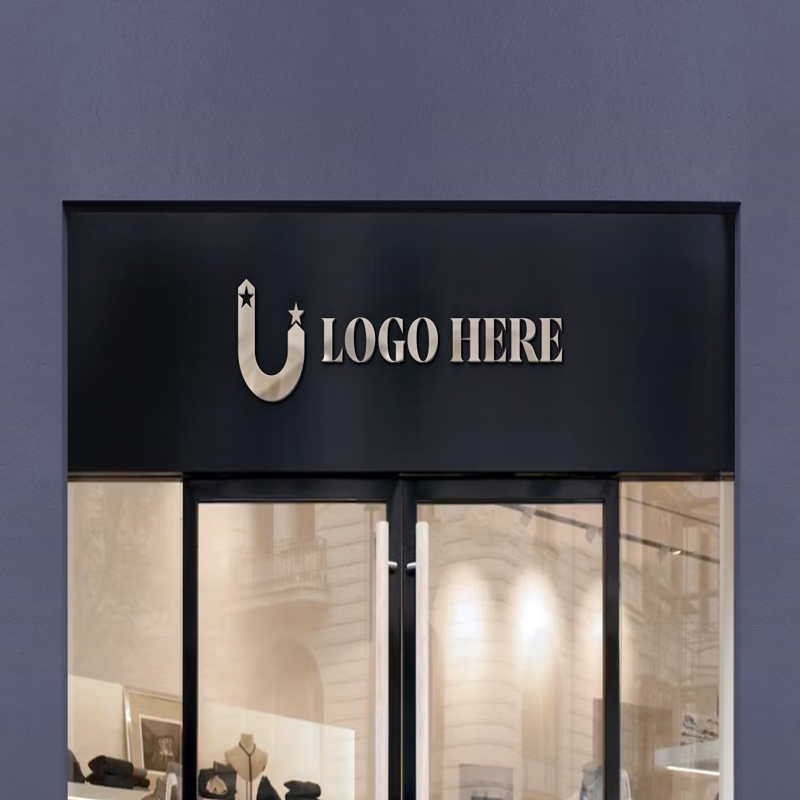 فایل موکاپ لوگوی سه بعدی فروشگاه - 3D Logo Storefront Sign Mockup