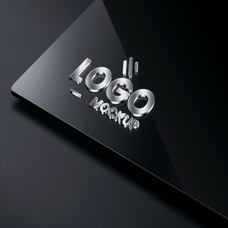 فایل موکاپ لوگوی فلزی سه بعدی - 3D Metal Logo Mockup