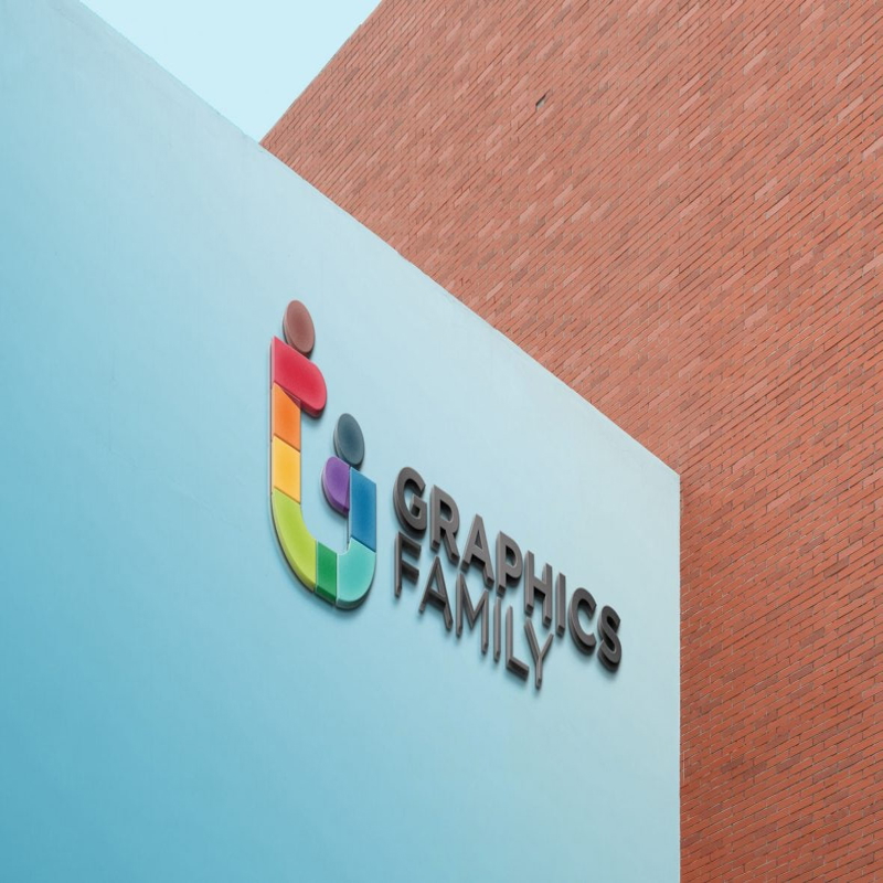فایل موکاپ لوگوی دیوار مدرن سه بعدی با آجر - 3D Modern Wall with Bricks Logo Mockup