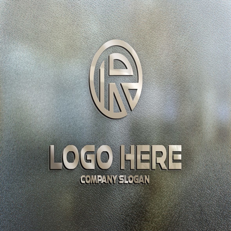 فایل موکاپ لوگوی سه بعدی دفتر شیشه ای - 3D Office Glass Logo Mockup